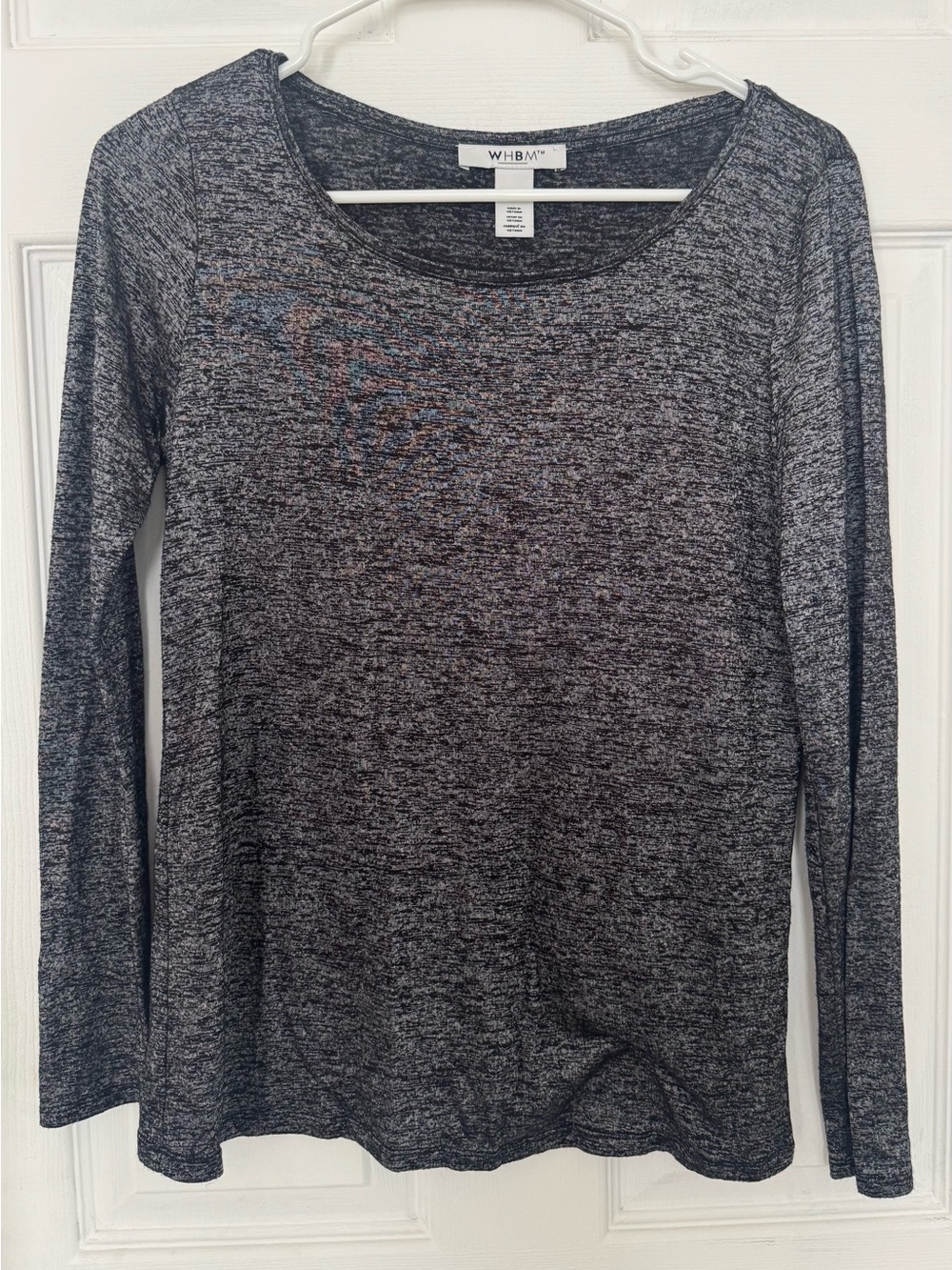 White House Black Market Women's Long Sleeve Heathered Black Gray Top